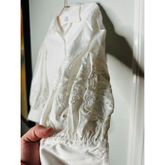 KATE SPADE NEW YORK Off White Poplin Floral Cutout Button Up Shirt Size 12 - Picture 6 of 16